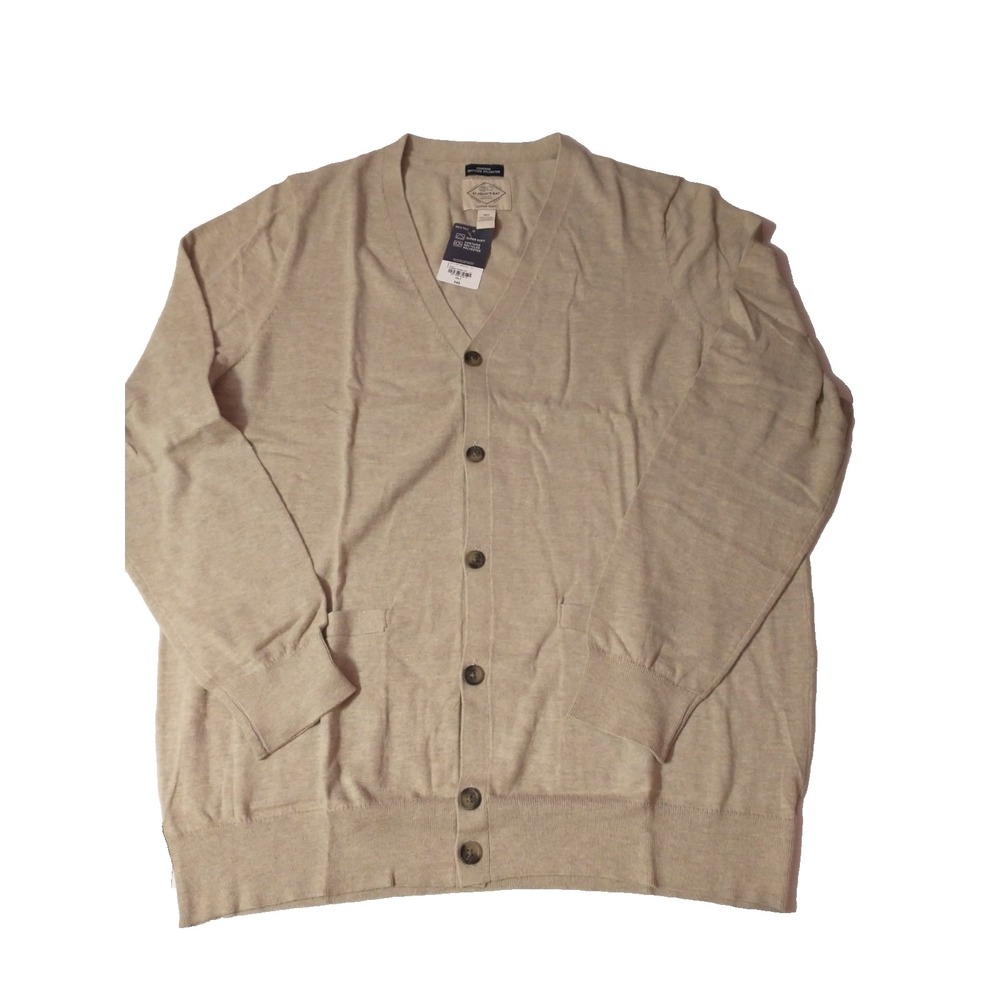 Men's St John's Bay Cardigan Sweater 2XLT  Fine Gauage‎ V Neck Heather Stone...
